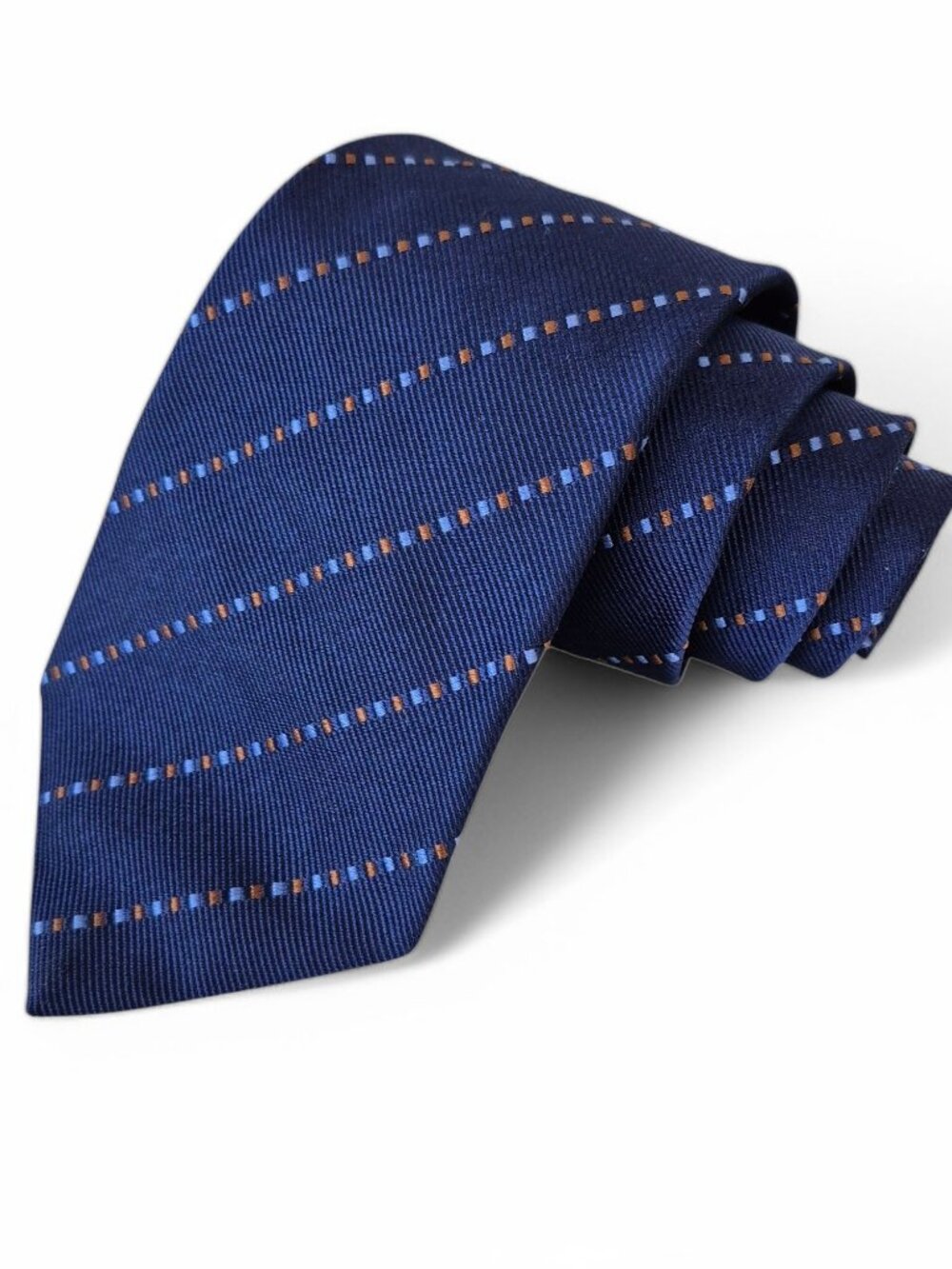 Turnbull & Asser 100% Silk Tie Navy Blue Thin Stripes Handmade In England VTG